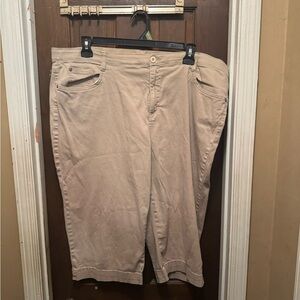 Women’s Size 22W Basic Editions Tan Capri Pants with Navy Label
